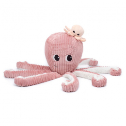 Doudou peluche Ptipotos la maman pieuvre et bébé rose Les Déglingos