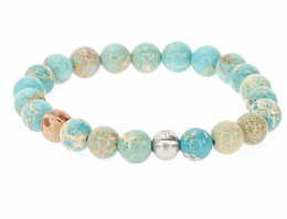 Bracelet Jaspe bleu Hommes 8mm Merveilles du Monde