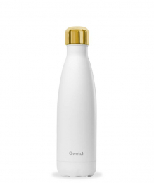 Bouteille Isotherme - 500ml - Mat blanc Gold - Qwetch