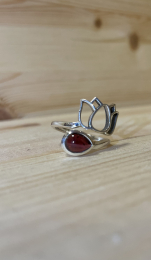 Bague Grenat AA argent 925 réglabe lotus