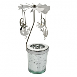 Photophore Porte-bougie argent Verre Métal Chats