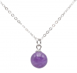 Collier Argent 925 Amethyste  Boule