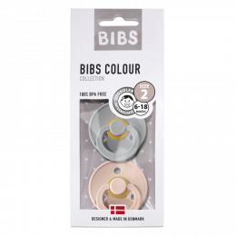 Lot de 2 tétines BIBS T2 cloud/blush