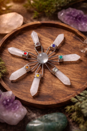 Générateur d’énergie 7 chakras en cristaux – quartz blanc et pierres naturelles – harmonisation énergétique
