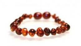Bracelet d'ambre bébé/enfant Cognac