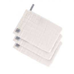 Lot de 3 gants de toilette en gaze de coton Blanc cassé Lassig