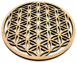 Plaque de Rechargement Fleur de Vie Sculptée Bois 10cm