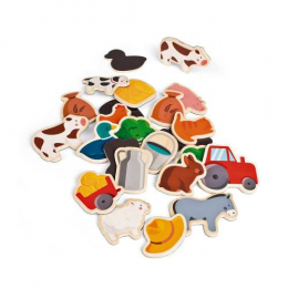 Magnets en bois 24 pcs Ferme Janod