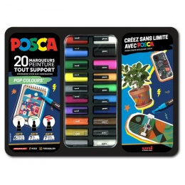 Mallette POP COLOURS 20 marqueurs POSCA
