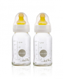 Lot de 2 biberons en verre 120ml HEVEA