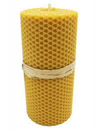 Bougie en cire vierge d’abeille 15 x 6 cm – 100 % naturelle – combustion 8 h