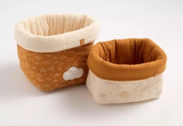 Lot de 2 panièrs de rangement en double gaze de coton - ORSINO Sauthon