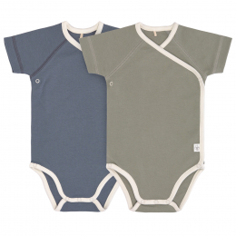 Bodys Bébé ( Lot de 2 ) - Manches Courtes GOTS Cozy Colors, Bleu/olive Lassig