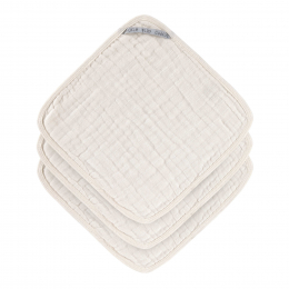Lot de 3 débarbouillettes en gaze de coton blanc cassé Lassig