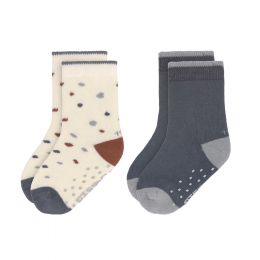 Lot de 2 chaussettes coton Bio antidérapantes Tiny Farmer Bleu - Lassig