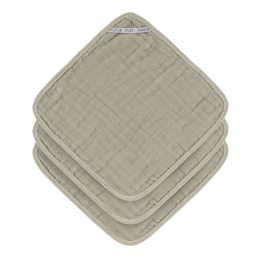 Lot de 3 débarbouillettes en gaze de coton Olive Lassig