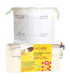 5 Sacs gradués taille M en coton BIO - Ah ! Table !