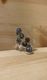 Bague labradorite AA argent 925 réglabe Géo
