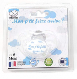 Sucette Tétine " Mon p'tit frère arrive ! " Irréversible Bijoux