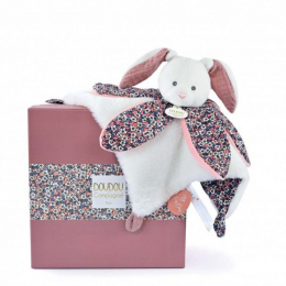 Doudou LAPIN blanc avec pétales BOH'AIME Doudou et compagnie