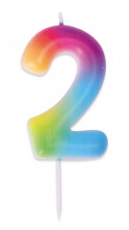 Bougie multicolore - chiffre 2