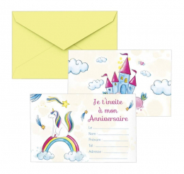 C&L Carton invitation - lot de 8 - licornes