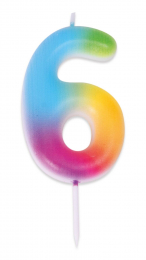 Bougie multicolore - chiffre 6