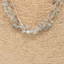 Collier en éclats de Pierre et perles Quartz fumé