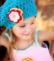 Bonnet en crochet - tuquoise - petite fille