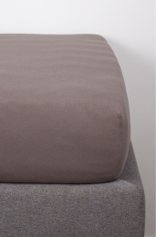 Drap housse en coton bio 90x200cm Taupe Kadolis