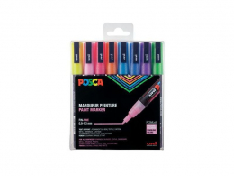 Set de 8 marqueurs pointes coniques fines PC3M Couleurs pailletées Posca